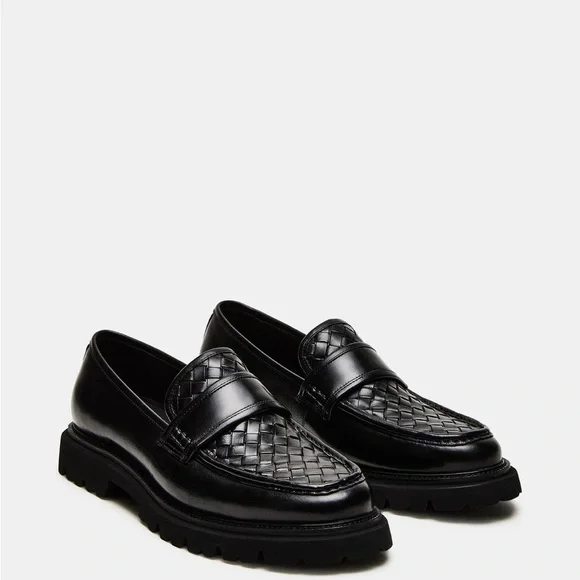 Steven Madden NWT Strand Elegant Black Woven Loafers for Men - Picture 1 of 6